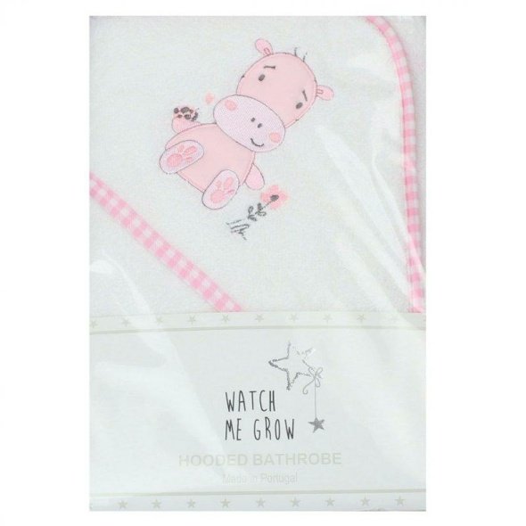 Baby Pink Hippo Hooded Towel/robe @ Little'Uns Retail Ltd