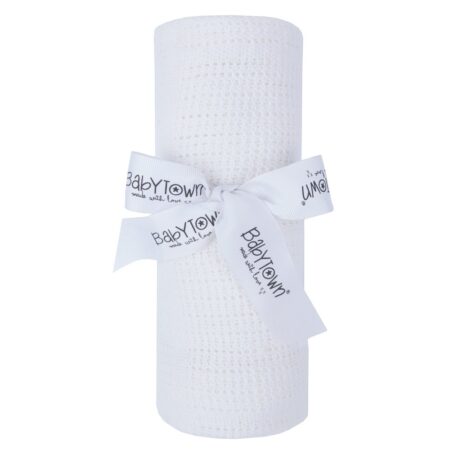 Baby Cellular Roll Blanket- White