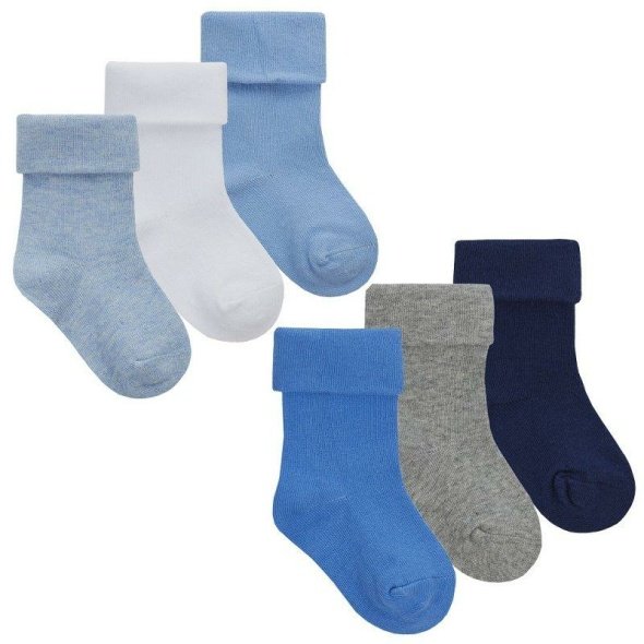 Baby Boys 3Pk Plain Assorted Turn Over Socks @ Little'Uns Retail Ltd