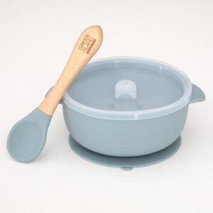 Silicone Baby Bowl & Spoon-Blue @ Little'Uns Retail Ltd