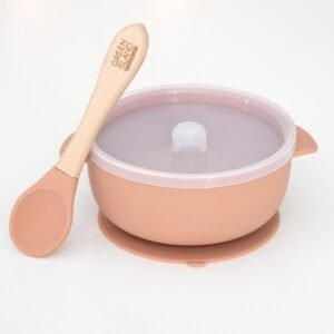 Silicone Baby Bowl & Spoon-Blush @ Little'Uns Retail Ltd