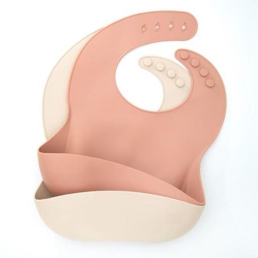 Baby Bibs Pack of 2 Silicone Blush/Cream @ Little'Uns Retail Ltd