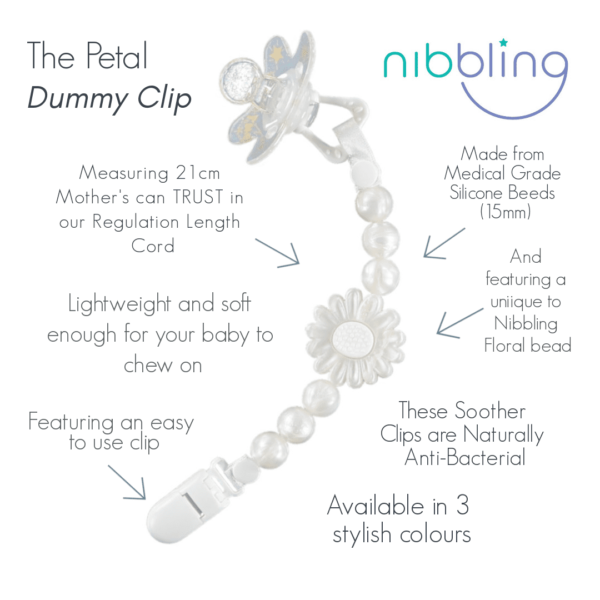 Nibbling Petal Dummy Clip – Pink @ Little'Uns Retail Ltd