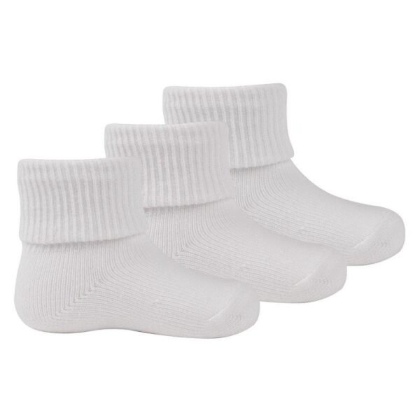 White 3Pk Turnover Baby Socks @ Little'Uns Retail Ltd