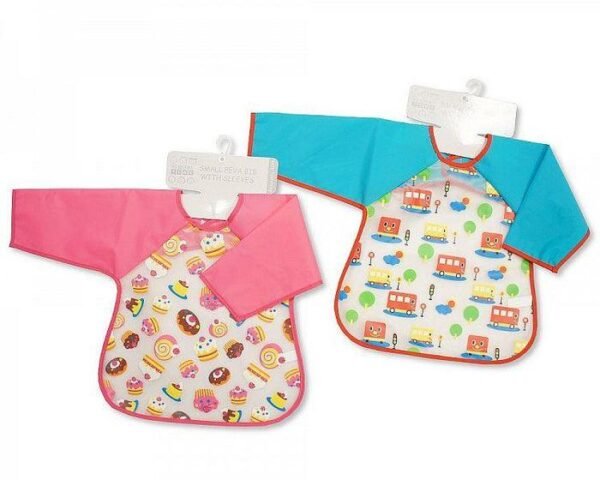 Baby PEVA Bibs with Sleeves – Bus/ Cakes @ Little'Uns Retail Ltd