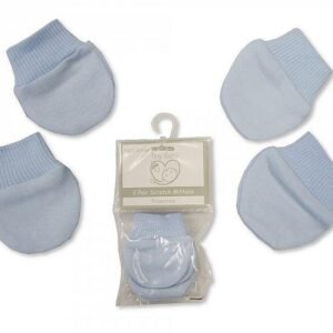 Premature Baby Scratch Mittens – Blue 2pk @ Little'Uns Retail Ltd