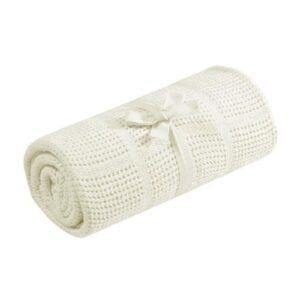 Cream Crib Or Moses Basket Cellular Cotton Blanket @ Little'Uns Retail Ltd