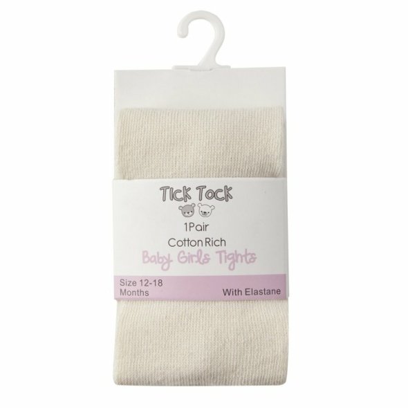 Baby Girls Cotton Rich Plain Cream Tights @ Little'Uns Retail Ltd