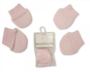Premature Baby Scratch Mittens – Pink 2pk @ Little'Uns Retail Ltd