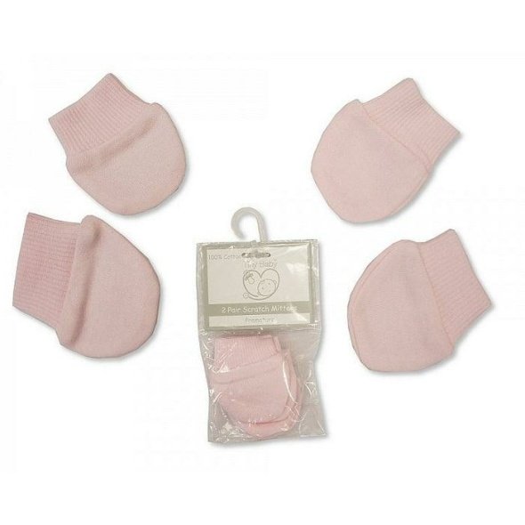 Premature Baby Scratch Mittens – Pink 2pk @ Little'Uns Retail Ltd