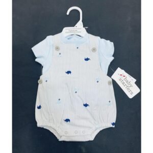 Baby Boys Striped ‘Whale’ Dungaree Set @ Little'Uns Retail Ltd
