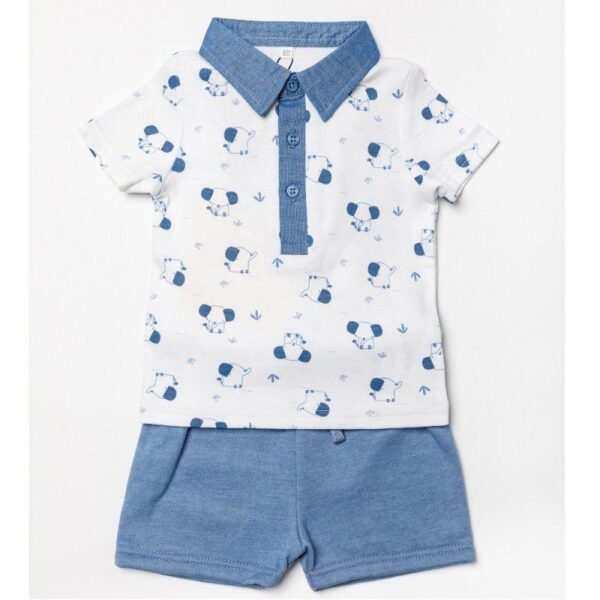 Baby Boys Elephant Polo & Fleece Short Outfit @ Little'Uns Retail Ltd