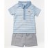 Dinosaur Stripe Polo Top & Fleece Short Outfit @ Little'Uns Retail Ltd