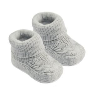 Grey Acrylic Turnover Baby Bootees @ Little'Uns Retail Ltd