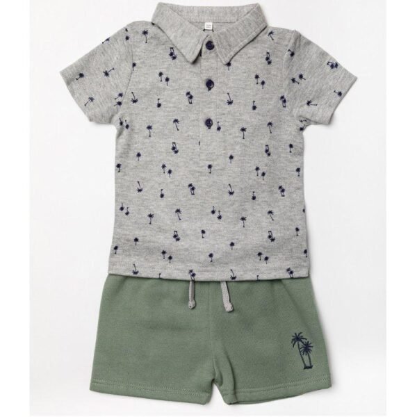 Palm Trees Polo Top & Fleece Short Outfit @ Little'Uns Retail Ltd