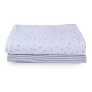 Clair De Lune Stars & Stripes 2 Pack Fitted Moses Sheets @ Little'Uns Retail Ltd