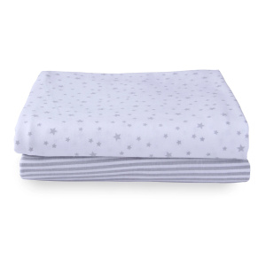 Clair De Lune Stars & Stripes 2 Pack Fitted Moses Sheets @ Little'Uns Retail Ltd