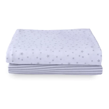 Clair De Lune Stars & Stripes 2 Pack Fitted Cot Sheets @ Little'Uns Retail Ltd