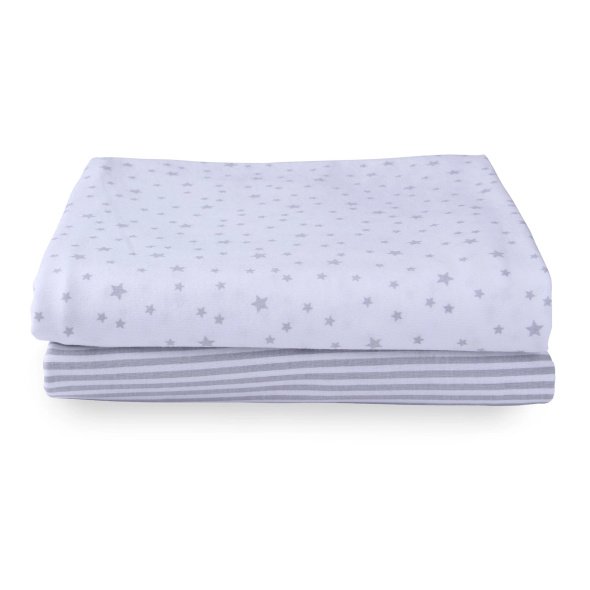 Clair De Lune Stars & Stripes 2 Pack Fitted Cot Sheets @ Little'Uns Retail Ltd