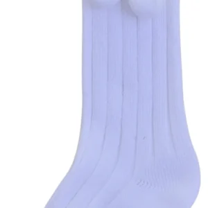 Pom Pom Knee High socks White @ Little'Uns Retail Ltd