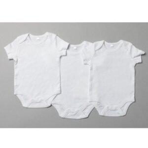 White 3 Pack Short Sleeve Bodysuits @ Little'Uns Retail Ltd