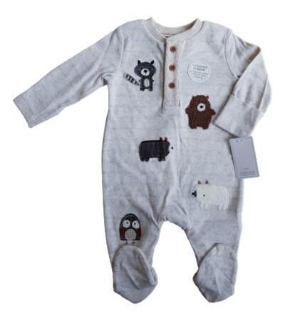 Animals Beige Babygrow @ Little'Uns Retail Ltd