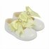 Baby Girls Bow & Diamante Soft Soled Shoe-white/lemon