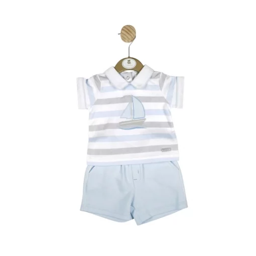 Mintini Top & Short – Blue/Grey/White @ Little'Uns Retail Ltd