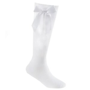 White Knee Length Socks W/bow (2-9 Years) @ Little'Uns Retail Ltd