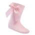 Pink Knee Length Socks W/bow (2-9 Years) @ Little'Uns Retail Ltd