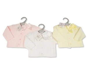 Knitted Baby Girls Cardigan with Bow-Pink @ Little'Uns Retail Ltd