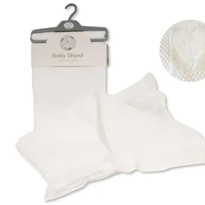 Baby Shawl with Heart Pattern – White @ Little'Uns Retail Ltd