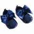 Navy Shiny PU Shoes W/Large Satin Bow @ Little'Uns Retail Ltd