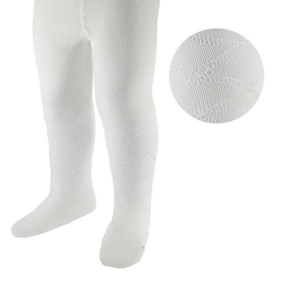 White Diamond Patterned Baby Tights @ Little'Uns Retail Ltd