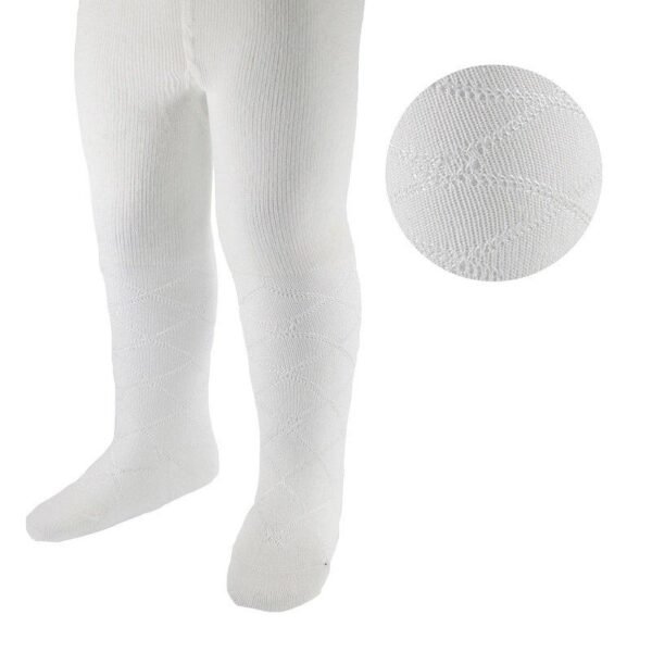 White Diamond Patterned Baby Tights @ Little'Uns Retail Ltd