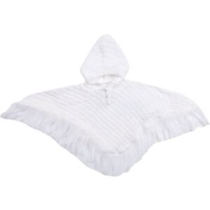 Boutique Girls Knitted Hooded White Poncho @ Little'Uns Retail Ltd