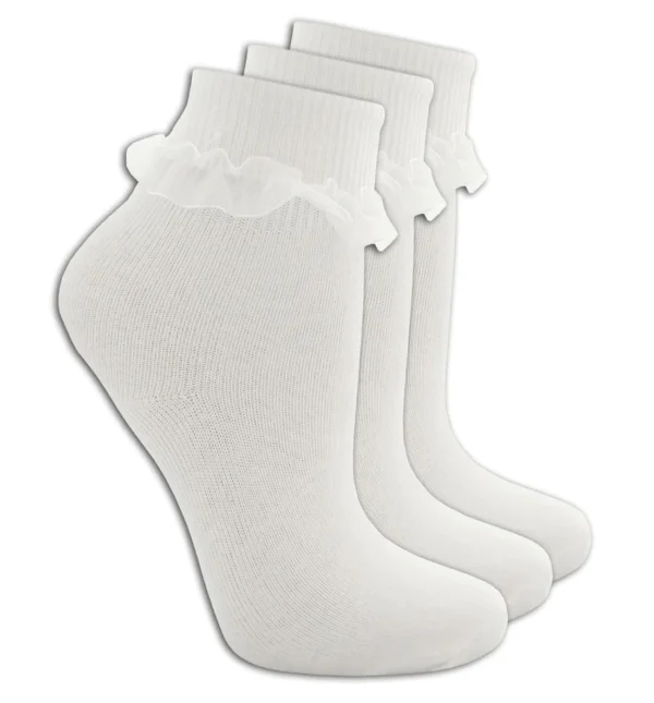 Girls 3PK Lace Tot School Socks – White @ Little'Uns Retail Ltd