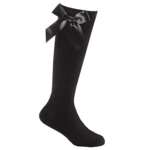 Girls Premium Quality Knee High Socks with Bow-Black @ Little'Uns Retail Ltd