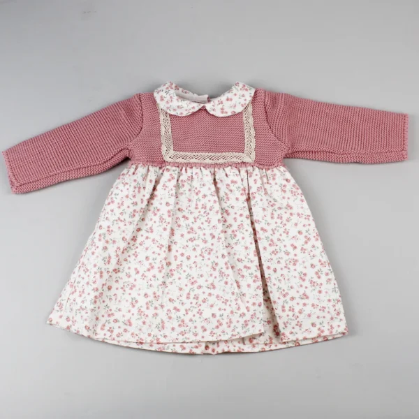 Dusky Pink and Floral Print Spanish Dress @ Little'Uns Retail Ltd