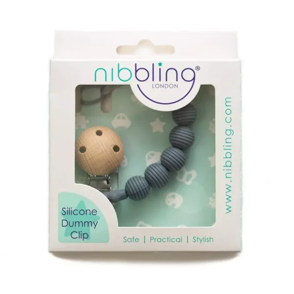 Nibbling Spiral Soother Clip – Dark Grey @ Little'Uns Retail Ltd