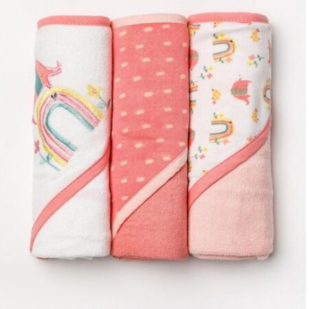 Rainbow 3Pk Baby Hooded Towels @ Little'Uns Retail Ltd