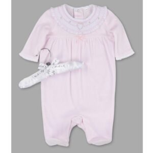 Girls Smocked Velour All In One Baby Grow (copy)