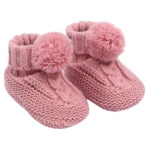 Cable Knit Winter Booties- Dusky Pink