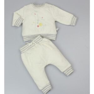 Watch Me Grow ‘giraffe’ Baby Boys White Quilted Top And Trouser Set