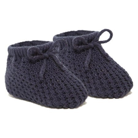 Navy Acrylic Baby Bootees