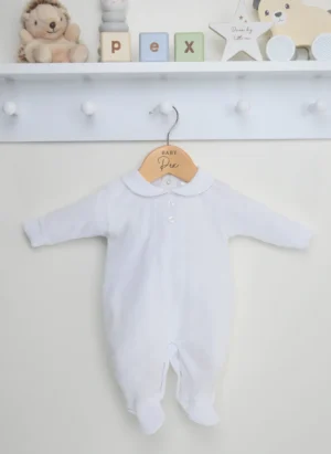 Pex Classic Velour Sleepsuit-white