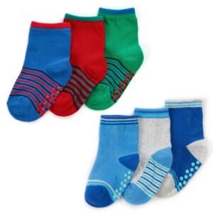 Baby Boys 3 Pack Heel & Toe Socks With Grippers