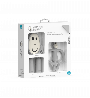 Matchstick Monkey Teething Starter Set Cool Grey