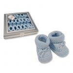 Knitted Tie-up Baby Bootees – Sky (0-3 Months)