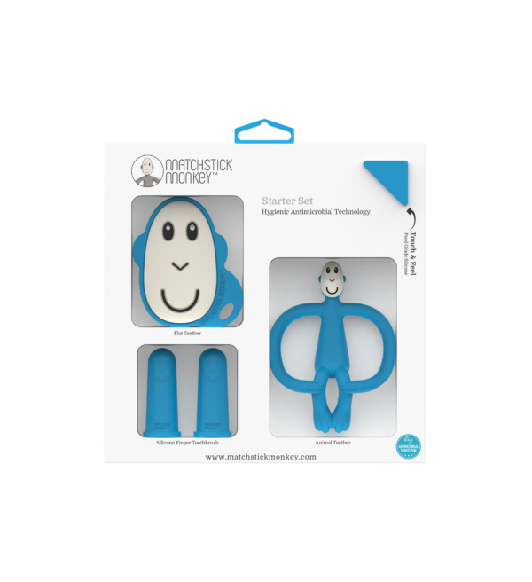 Matchstick Monkey Teether Starter Set Blue